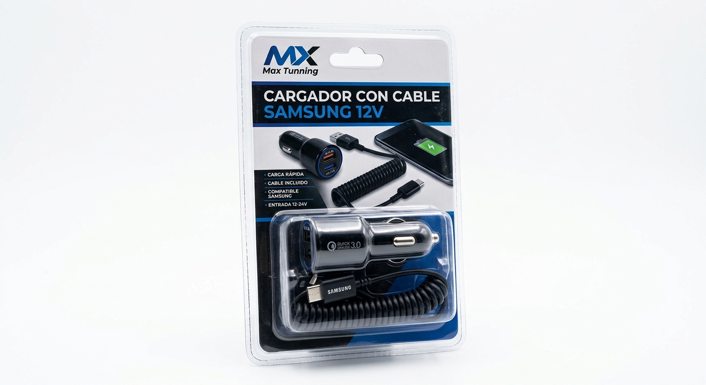 CARGADOR CON CABLE SAMSUNG 12V EN BLISTER